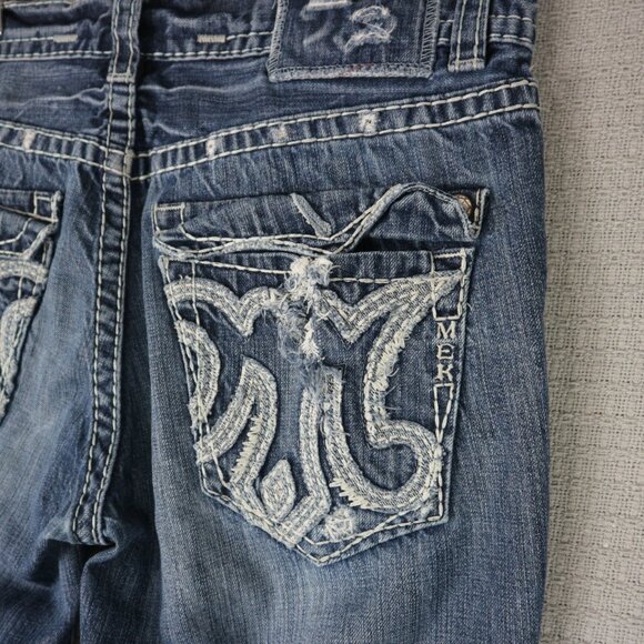 MEK Denim Heavy Boot Cut Thrashed Baggy 36W - Picture 4 of 8